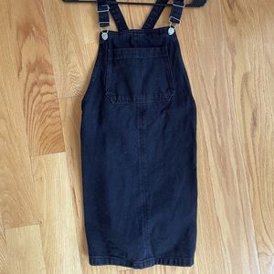 Topshop Moto short black denim overall dress